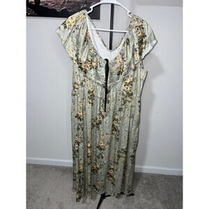 Sage green Fashion floral print maxi dress sz 2XL